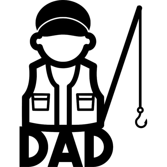 Fisherman Dad Family Father Fishing Fish River Wall Decals for Walls Peel and Stick wall art murals Black Small 8 Inch