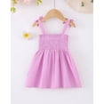 thumbnail image 5 of 12 Months Baby Girls Dress 18 Months Girls Sleeveless Dress Flower Solid Color Toddler Girls Off-the-shoulder Summer Suspender Dress Purple, 5 of 9