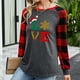 thumbnail image 4 of Pntutb, camisas navideñas para mujer, tops de empalme a cuadros, sudaderas de manga larga a la moda, blusas, tops Pntutb Pntutb-4015, 4 of 6