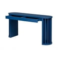 thumbnail image 3 of GZXS 59" Oval Console Table, Modern Storage Sofa Table Behind the Couch, with 2 Drawers and Fan-Shaped Legs, Navy Blue, 3 of 8