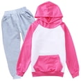thumbnail image 4 of Girls Tracksuit Solid Color 2 Piece Back to School Outfit,Long Sleeve Pullover Hoodie & Elastic Sweatpants for School Daily Wear 2-3 Years, 4 of 4