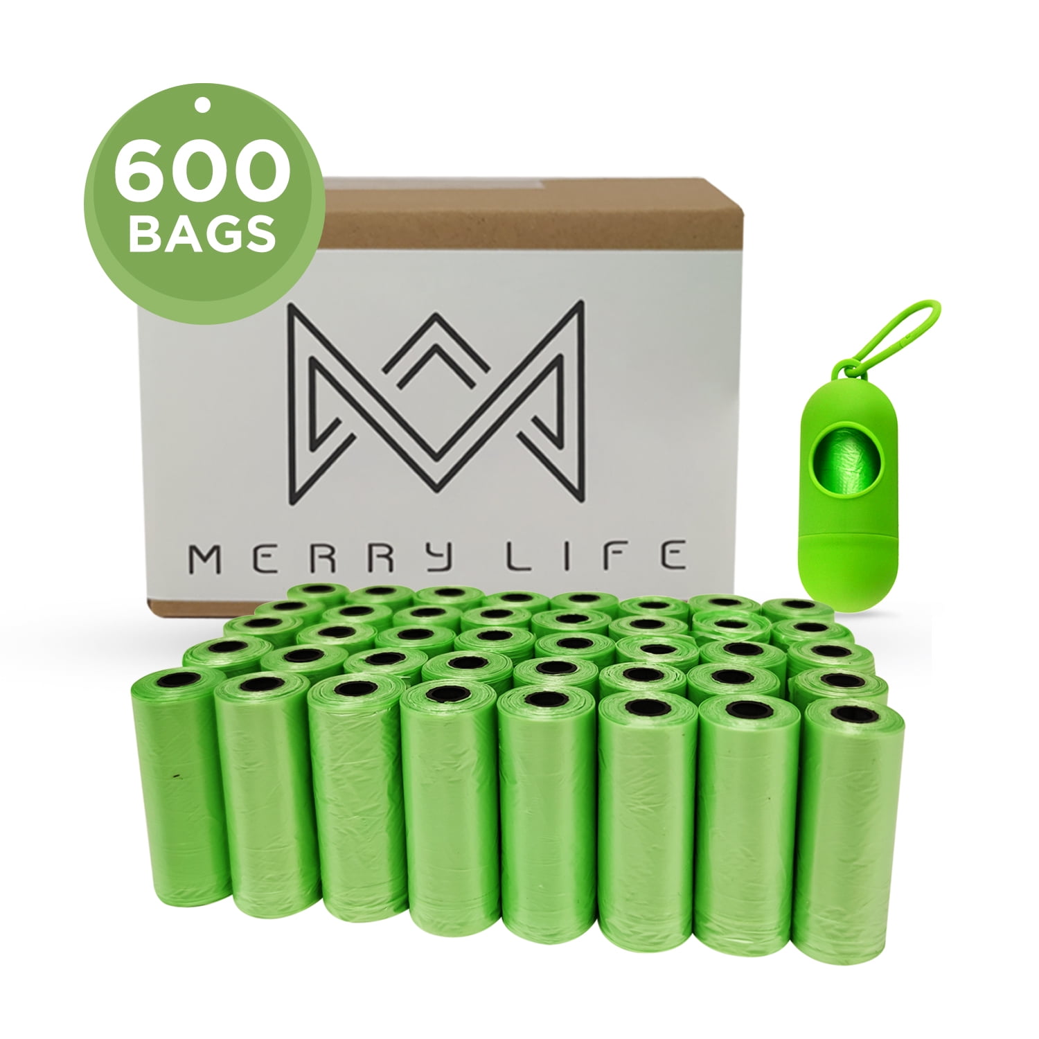 MERRYLIFE Dog Poop Bag With Dispenser 600 Counts 40 Rolls Large
