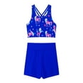 thumbnail image 4 of YONGHS Kids Girls Two-Piece Sport Suit Rear back Cross Top Shorts Set 4-16 Royal Blue 8, 4 of 7