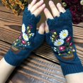 thumbnail image 1 of Womens Handmade Knitted Autumn Winter Gloves Retro Crochet Gloves, 1 of 5