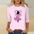 thumbnail image 3 of JTZGDY Breast Cancer Awareness Shirts for Women Plus Size Casual 3/4 Length Sleeve Crew Neck Tunic Tops Trendy 2025 Octorbor Pink Ribbon Print Graphic Oversized Tees Blouses Pink#13 XXL, 3 of 7