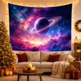 thumbnail image 3 of Ringed Purple Planet Above a Radiant Nebula, Mystical Digital Art for Space Lovers, Planet Wall Art, Housewarming Gift, Tapestry Wall Hanging for Bedroom and Gaming Room, 3 of 7