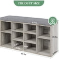 thumbnail image 3 of Shoe  with Storage - 10-Cubby Entryway  with Thick Cushioned Seat, Adjustable Shelves & Storage Bag, Shoe Rack Organizer for Mudroom, Hallway, Living Room, Grey, 3 of 8