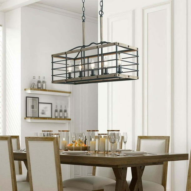 Light Metal Linear Pendant Lighting, Modern Farmhouse Chandelier For Dining Room
