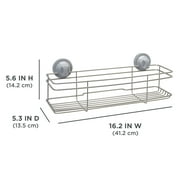 Satin Nickel Long Shower Basket, Better Homes & Gardens, Metal, 1 Shelf, Suction and Adhesive Mount