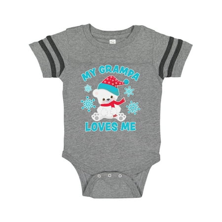 

Inktastic Polar Bear My Grampa Loves Me in Santa Hat with Snowflakes Gift Baby Boy or Baby Girl Bodysuit