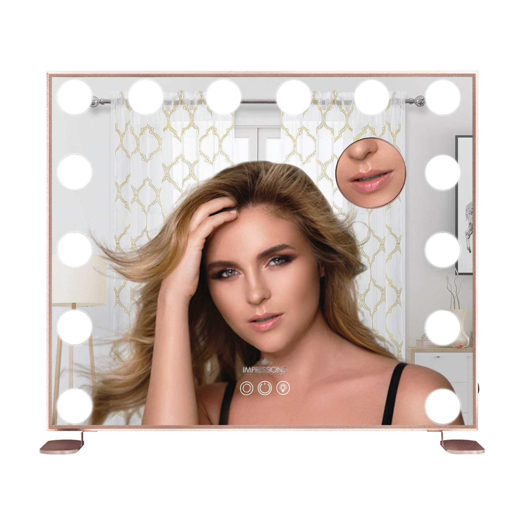 Impressions Vanity Hollywood Tri-Tone Plus LED Makeup Mirror, Tabletop 