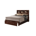 thumbnail image 2 of Bedroom Furniture 1pc Eastern King Size Bed Shelves HB Under Bed Storage Drawers Cherry Veneer Modern, 2 of 5