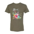 thumbnail image 2 of Wild Bobby, Cute Hearts and Flowers Blessed, Inspirational/Christian, Men Premium Tri Blend Tee, Military Green, Large, 2 of 3