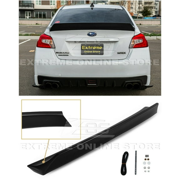 Extreme Online Store Replacement For 2015-2021 Subaru WRX STi Models | Rocket Bunny Duckbill Style ABS Plastic Primer Black Rear Trunk Lid Wing Spoiler