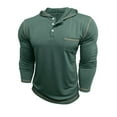 thumbnail image 7 of WTOBBY Men's Casual Long Sleeve Hooded T-Shirt Button Front, Solid Color with Pocket, Comfortable for Daily Wear, Layering, and Casual Street Style,Green L, 7 of 7
