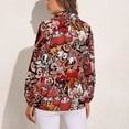 thumbnail image 3 of Abstract Graffiti Loose Blouse Skull Print Casual Oversized Blouses Women Long Sleeve Office Work Shirts Autumn Printed Tops, 3 of 7