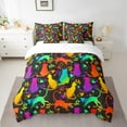 thumbnail image 2 of Erosebridal Colorful Neon Cat Bedding Queen Size,Pet Animal Comforter Sets with Sheets,Paws Kitten Lover Bedding Sets Queen Size For Teens,Microfiber Bedroom Decor,7-Piece, 2 of 6