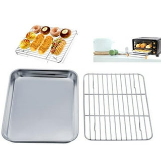 Checkered Chef Stainless Steel Half Sheet 18x13 Inch Baking Pan And 17x12  Inch Cooling Rack Kitchen Cookware Set, Oven And Dishwasher Safe : Target
