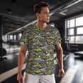 thumbnail image 3 of Wukai Modern Yellow Excavator Print Men's Short-Sleeved Mesh T-Shirt,Quick-Dry Short Sleeve Workout T-Shirt-Small, 3 of 8
