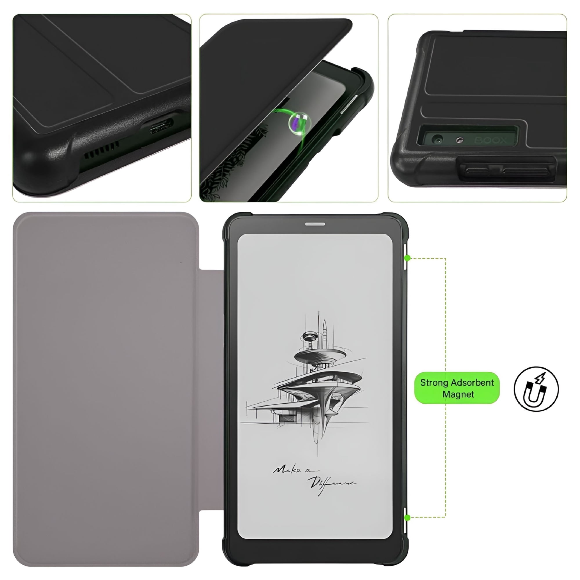 GJX 2026 New Leather 6.13 Inch E-Reader Case Auto Sleep/Wake Anti Scratch E-Ink Screen Smart Shell Wear Resistant for E-Reader Protection,Travel,Daily Use,Screen Safeguarding,Reading Convenience.