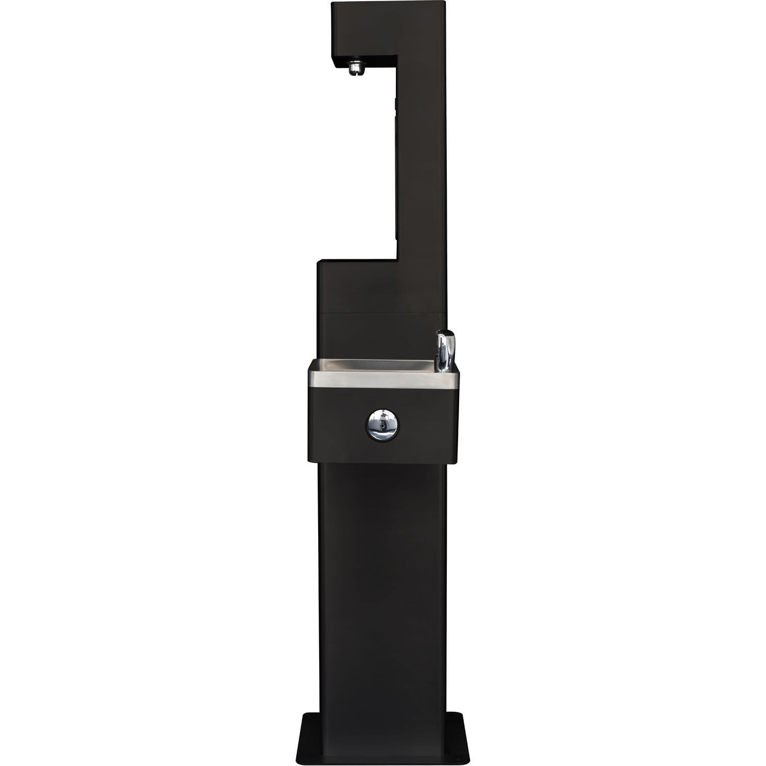 Outdoor Bottle Filling Station & Drinking Fountain, Black Powder Coat