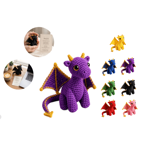 2026 Emotional Support Dragon Pocket Buddy Office Companion,5.9'' Tiny Dragon Plush Stuffed Animals with Affirmation Encouragement Card,Fantasy Gift for Students & Adult(Purple0