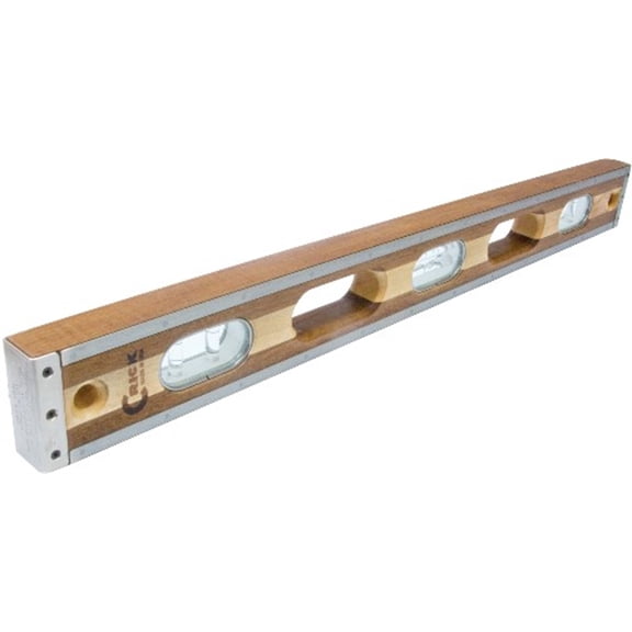 Crick Tool 24CLEVC Masonry Level, 24 Inch, Clear Vials, Laminated Walnut and Maple Hardwood, Stainless Steel Bound