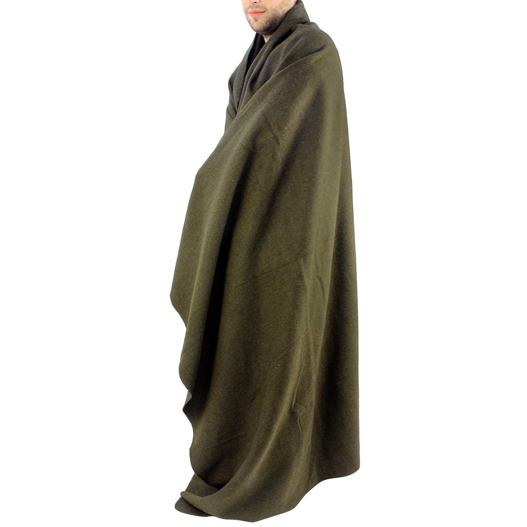 Ever Ready First Aid Warm Fire Retardant Blanket, 66" x 90" (80% Wool) - US Military Style - Olive Drab Green