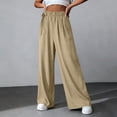 thumbnail image 5 of Women's High Waisted Wide Leg Pants with Pockets - Solid Color Pleated Elastic Loose Fit Casual Trousers, S-2XL, 5 of 7