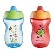 Tommee Tippee Sippy Cup, Water Bottle for Toddlers, 9 months+, 10oz, Spill-Proof, Bite-Resistant Spout, BPA Free, 2 Pack, Blue and Red