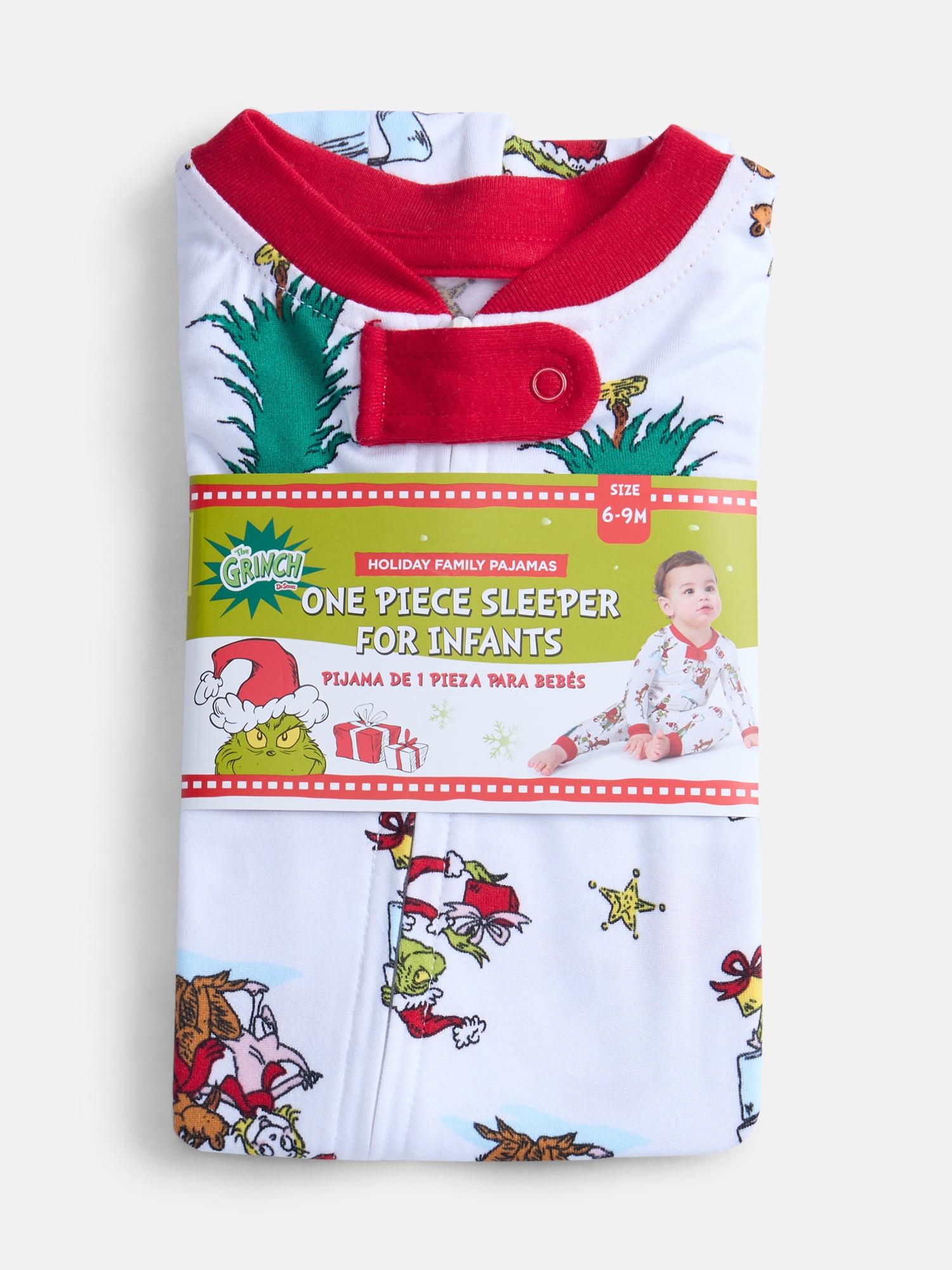 Dr. Seuss Grinch Unisex Infant Matching Family Pajamas, 1-Piece, Sizes 6M-18M