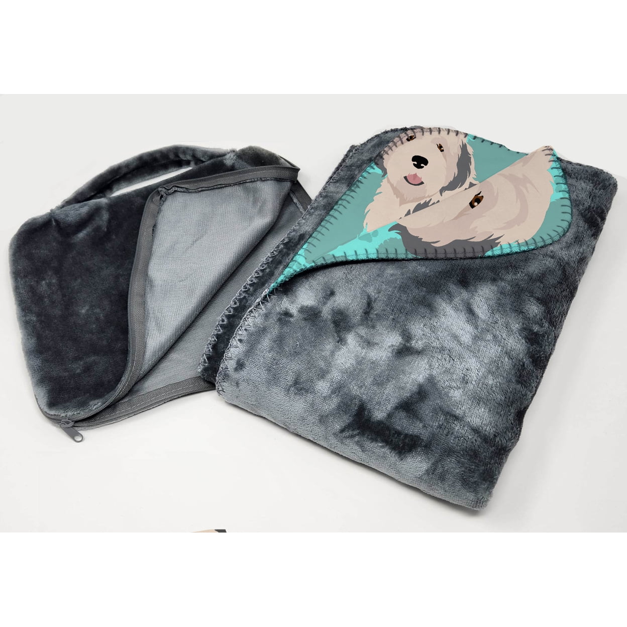 Carolines Treasures MLM1034TBLT 58 x 36 in. Blue Old English Sheepdog Soft Travel Blanket with Bag