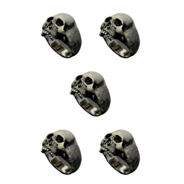 relayinert Gothic Punk Golden Horror Skull Ring Exquisite Handmade Unique Style Any Occasion Alloy Gothic Punk Horror Skull Rings silver 14 5Set