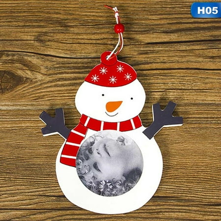 Outdoor Christmas Tree Frame Fancyleo 1Pcs Christmas Photo Frame Pendants Tree Wooden Ornaments Holiday Hanging Decor Creative Wooden Christmas Photo Frame Hanging ()