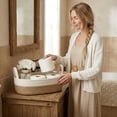 thumbnail image 4 of Aneralied Woven Storage Basket with Handle Boho Cotton Rope Bathroom Countertop Organizer Basket Bathroom Decor 13X6in, 4 of 6