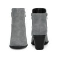thumbnail image 2 of BLISSFUL STEP Women's Ankle Boots Chunky Heel Round Toe Zipper Faux Leather Boots Gray 7, 2 of 6