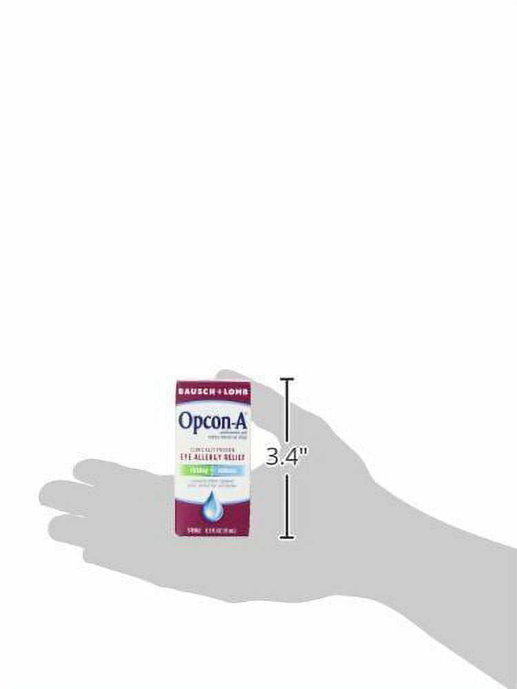 Opcon-A Allergy Eye Drops by Bausch + Lomb, for Itch and Redness Relief, Red and Itchy Eyes Antihistamine Eye Drop, Clinically Proven Treatment, 0.5 Fl Oz, Pack of 3