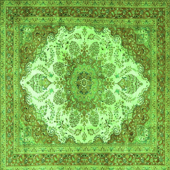 Ahgly Company Indoor Square Persian Green Traditional Area Rugs, 8' Square