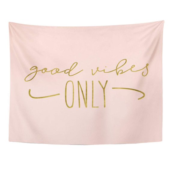UFAEZU Pink Lettering Good Vibes Only Quote Cute Wall Art Hanging Tapestry Home Decor for Living Room Bedroom Dorm 60x80 inch