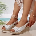 thumbnail image 6 of Wedges Shoes for Women Open Toe Ankle Strap Platform Dressy Casual Sandals Travel Slides White 9.5(43), 6 of 9