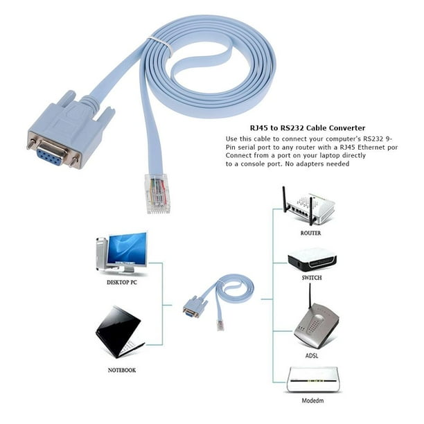 Db9 Router RJ45 Male to DB9 Female 1.5m Network Console Cable for Cisco Switch ...