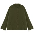thumbnail image 4 of Uinagy Women's Solid Color Stand Collar Cotton Jacket, 4 of 5