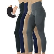 4-Pack Womens High-Waist Yoga Leggings with Two Side Pockets Sports Legging Pants