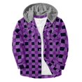 thumbnail image 3 of Wrtxtat Flannel Hoodie Shirts Plaid Drawstrings Button down Jacket Autumn Fashion Lightweight Long Sleeves Top Casual Relaxed Fit Shirt Purple XXXL, 3 of 7