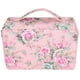 thumbnail image 4 of Estuche para lápices con estampado de rosas, cremallera multicapa, 252 ranuras, bolsillo de almacenamiento portátil para bolígrafos (fondo rosa rosa), 4 of 5