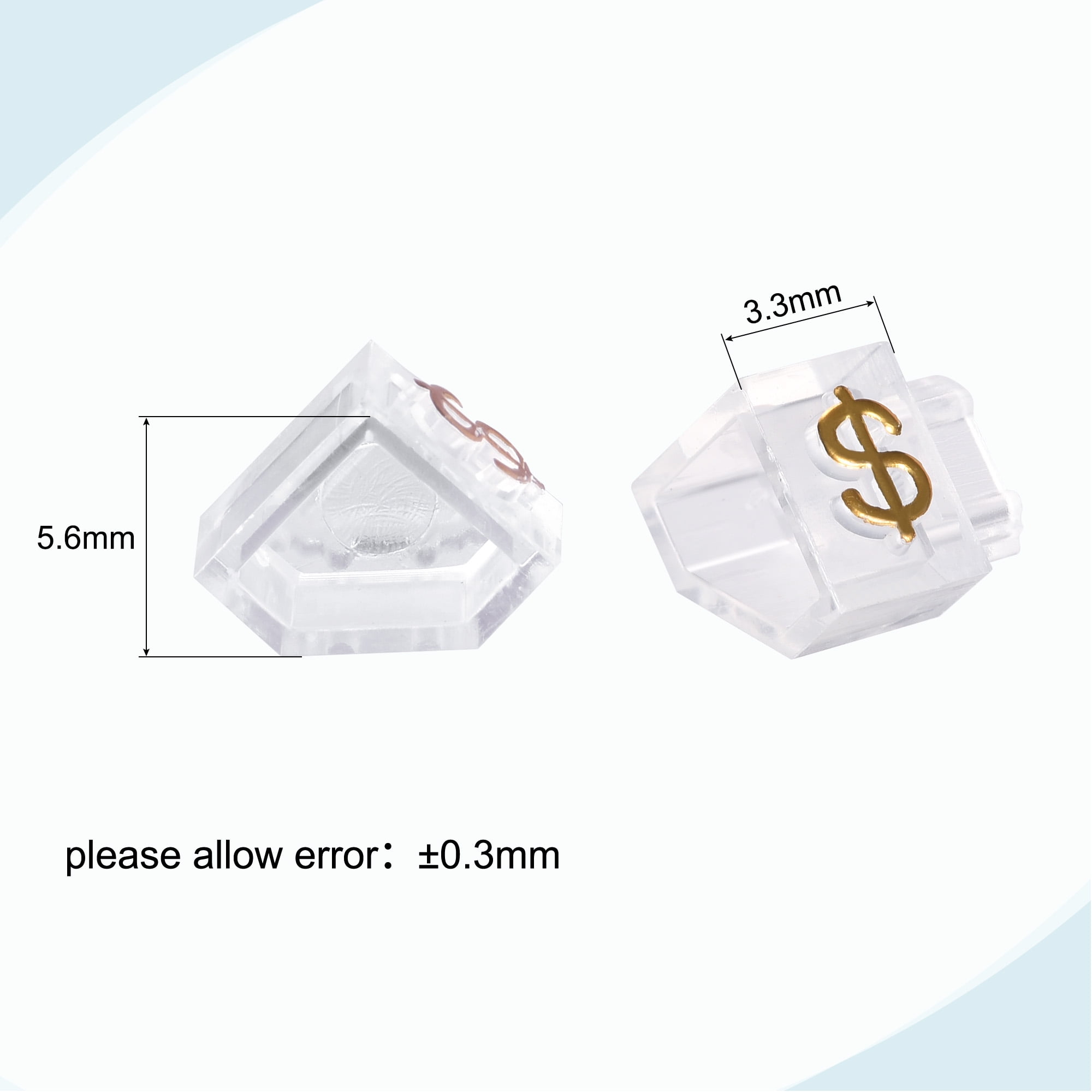 Adjustable Mini Cube Price Tag Display Number Gold on Clear,3.3x5.6mm,16 sets 