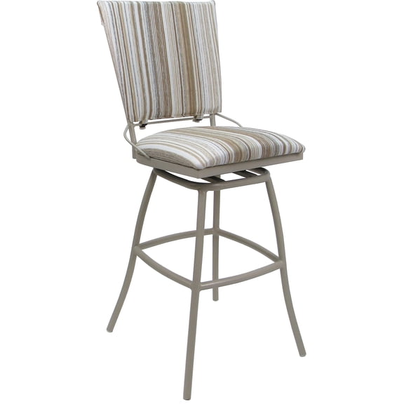 Outdoor Indoor Swivel Bar Stool 30" - Jenna PB Armless - White Fabric - Beige