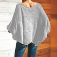 thumbnail image 6 of Women's Long Batwing Sleeve Sweater Solid Casual Oversized Crochet Knit Tops Gray L, 6 of 8