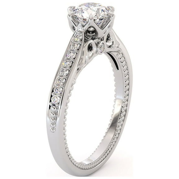 Classic Side Natural Diamonds Engagement Ring