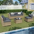 thumbnail image 3 of Sunmthink 7-Piece Wicker Patio Furniture Sets, Outdoor Conversation Set with 4 Inches Thick Cushions and Waterproof Cover, 3 of 6